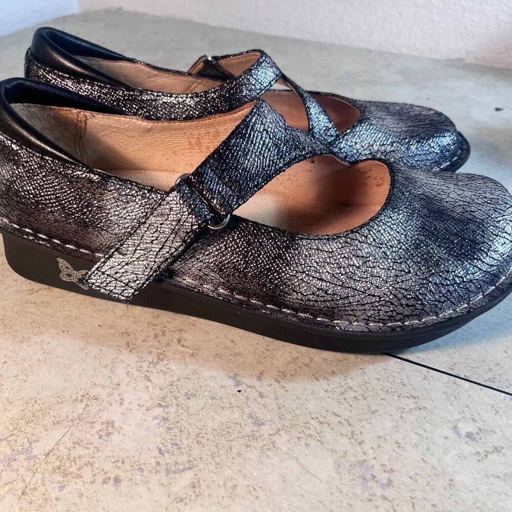 Alegria Mary Jane Shoes Crackle Metallic EU 37